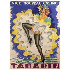 French Art Deco Period Advertising Poster for the Tabarin Music Hall in Paris