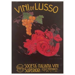 Italian Art Nouveau Period Advertising Poster for Wine, 1921