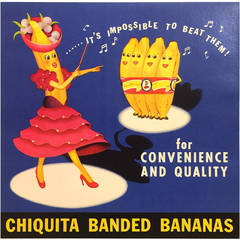 Retro American Mid-Century Modern Period Chiquita Banana Poster, 1955