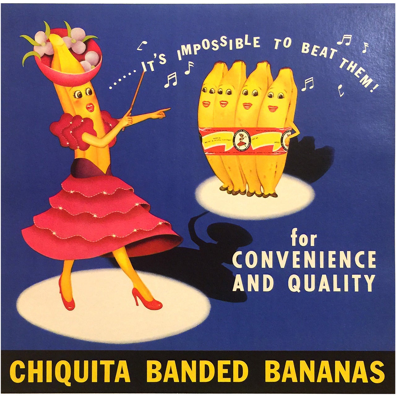 American Mid-Century Modern Period Chiquita Banana Poster, 1955 For Sale