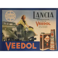 French Art Deco Period Advertising Poster for Veedol Motor Oil, 1936
