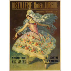 French Art Nouveau Period Poster for Distillerie Roger Lurguié by René Péan