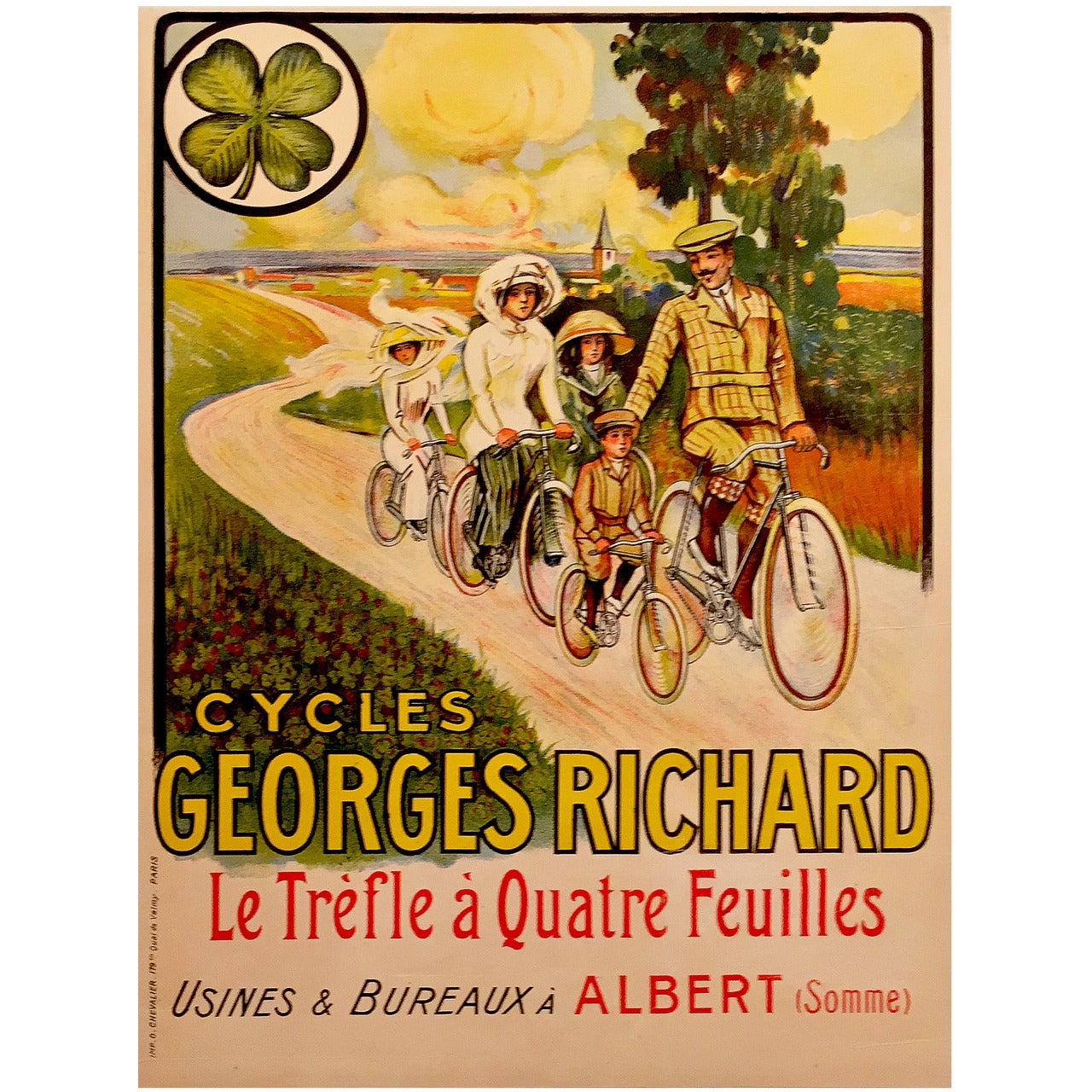 French Belle Époque Period Advertising Poster for Georges Richard Cycles, 1890s For Sale