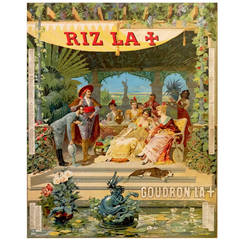 French Belle Epoque Period Riz La Advertisement and Calendar, 1898