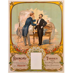 Antique French Art Nouveau Period Advertising Poster for Raymond Tailors, 1900s