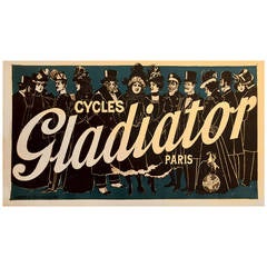 Horizontal French Belle Époque Period Poster for Cycles Gladiator, Paris