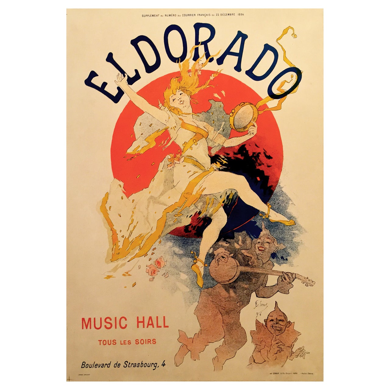 Belle Époque Period Poster for Eldorado Music Hall by Jules Chéret, 1894 For Sale
