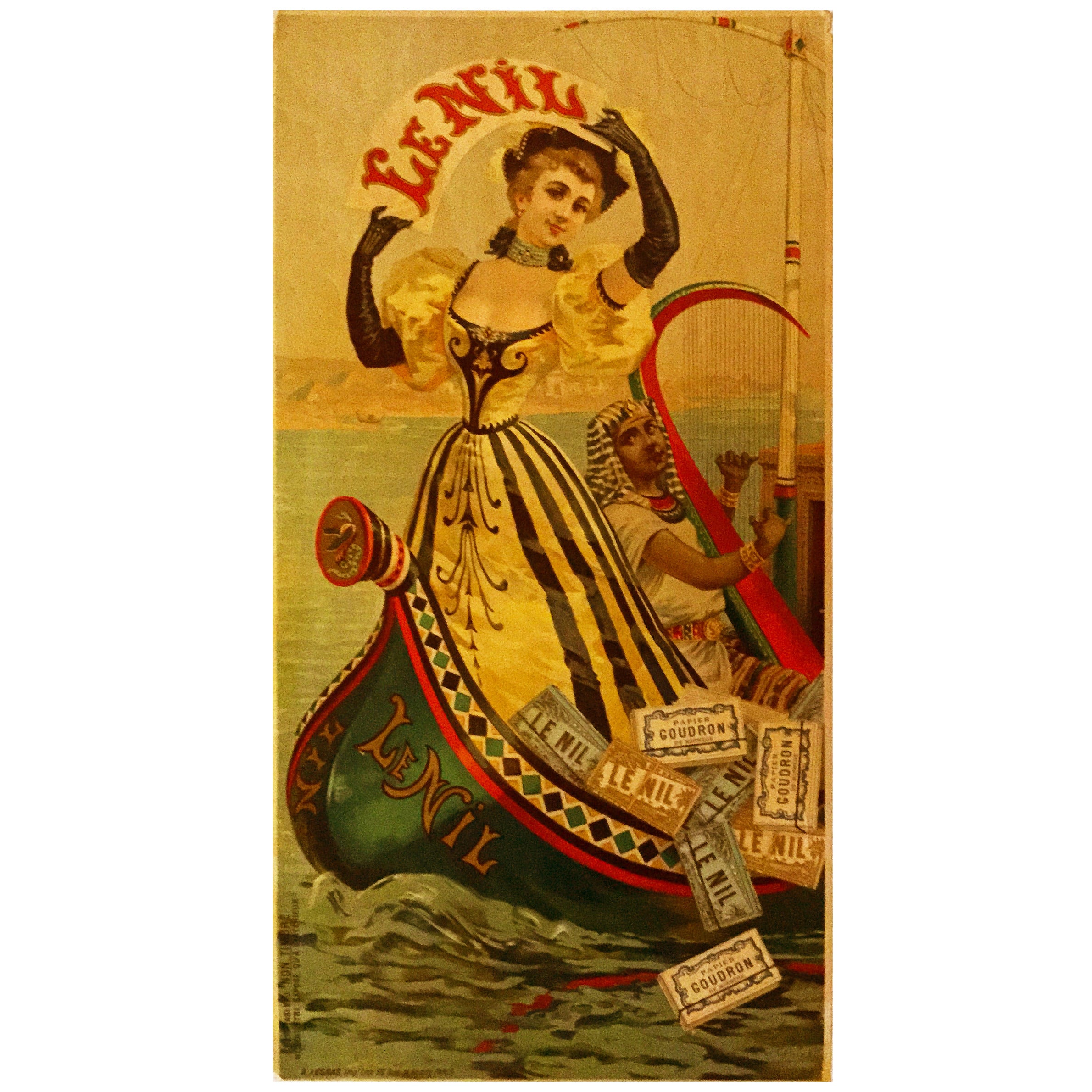French Belle Epoque Period Poster for Le Nil Papers, 1890s For Sale