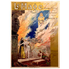 Antique French Belle Epoque Period Poster for Le Mage Opera, 1891