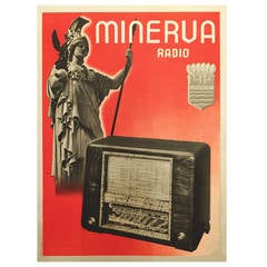 Vintage Mid-Century Modern Period Poster for Minerva Radio