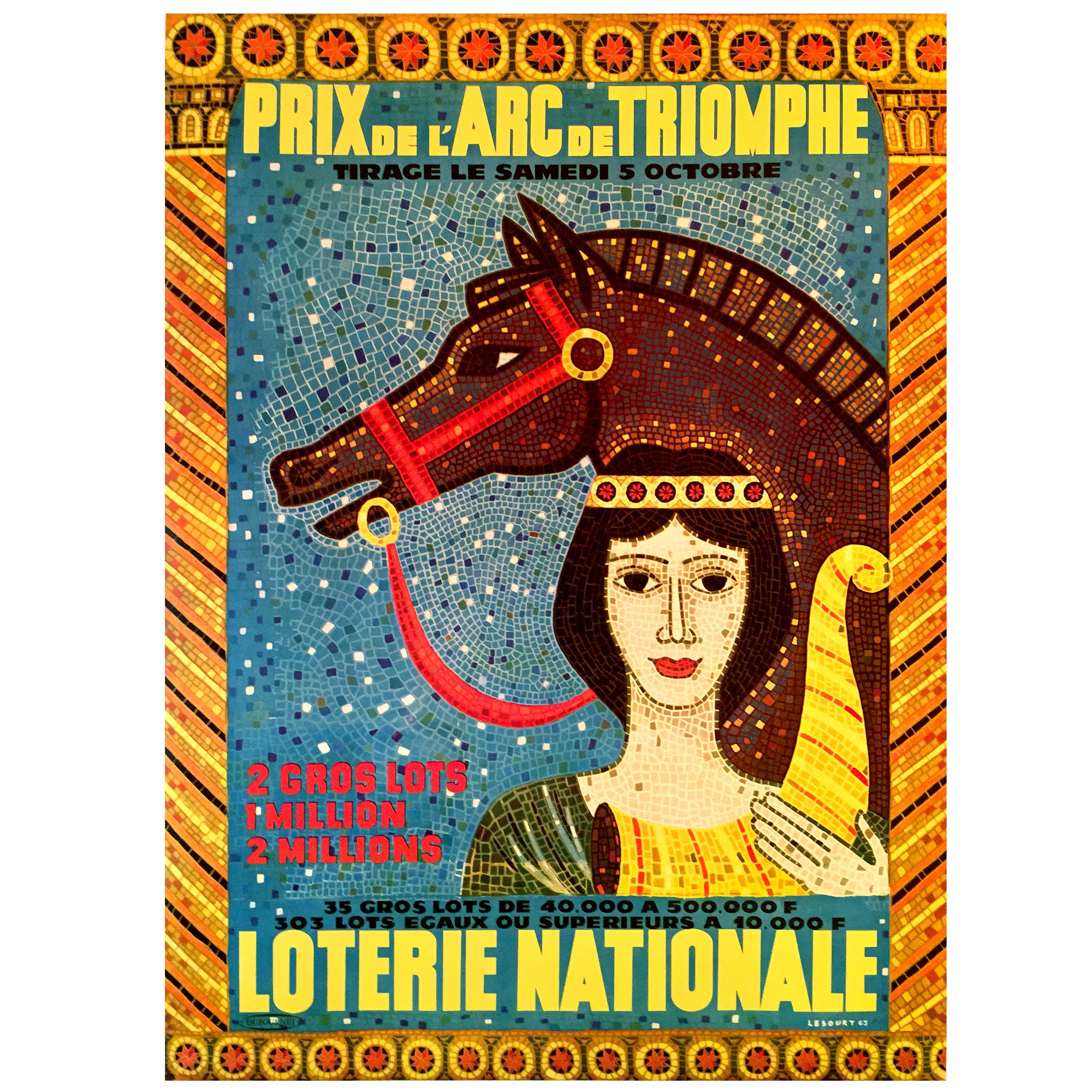 Mid-Century Modern Period French Poster for the National Lottery For Sale