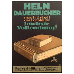 Antique German Advertising Poster for Helm Dauerbucher by Oppenheim, 1910s