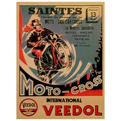 Vintage Mid-Century Modern Period French Poster for Moto-Cross, 1956