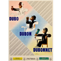French Art Deco Period Advertising Poster for Dubonnet Liquor by Cassandre, 1935