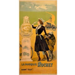 French Art Nouveau Period Poster for Rochet Automobiles and Bicycles, 1890s