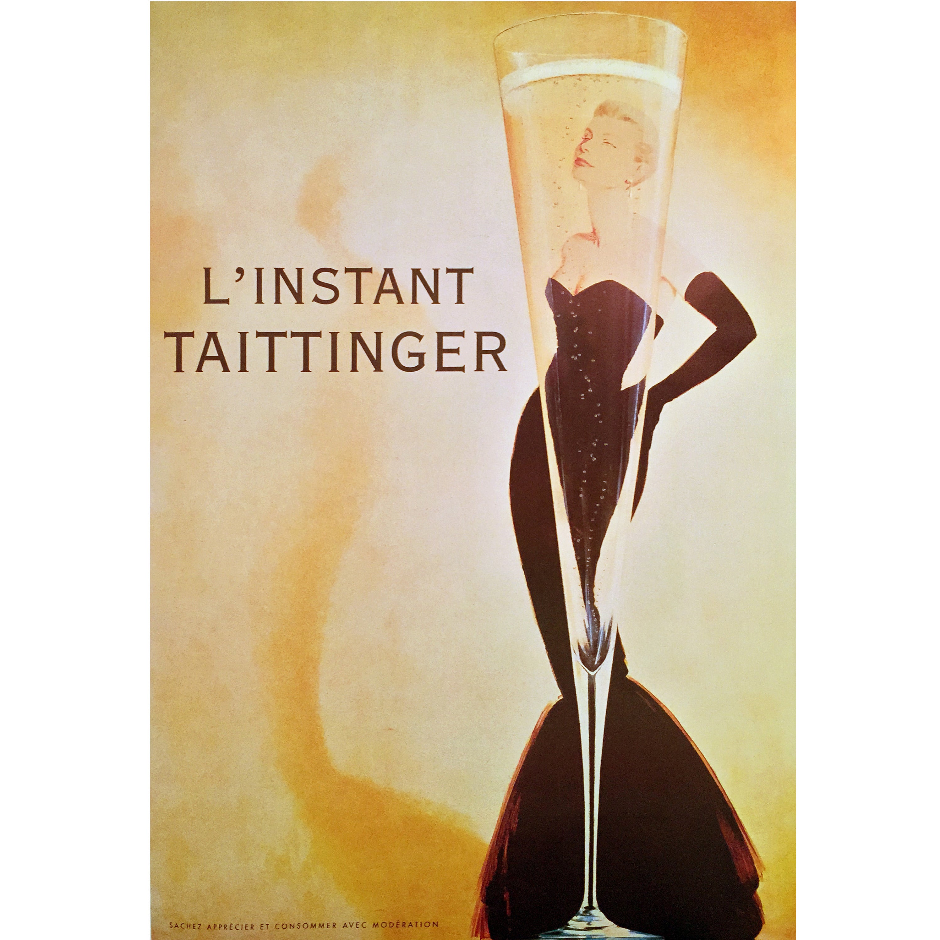 Modern French Poster for Champagne with Catherine Deneuve, Second Edition