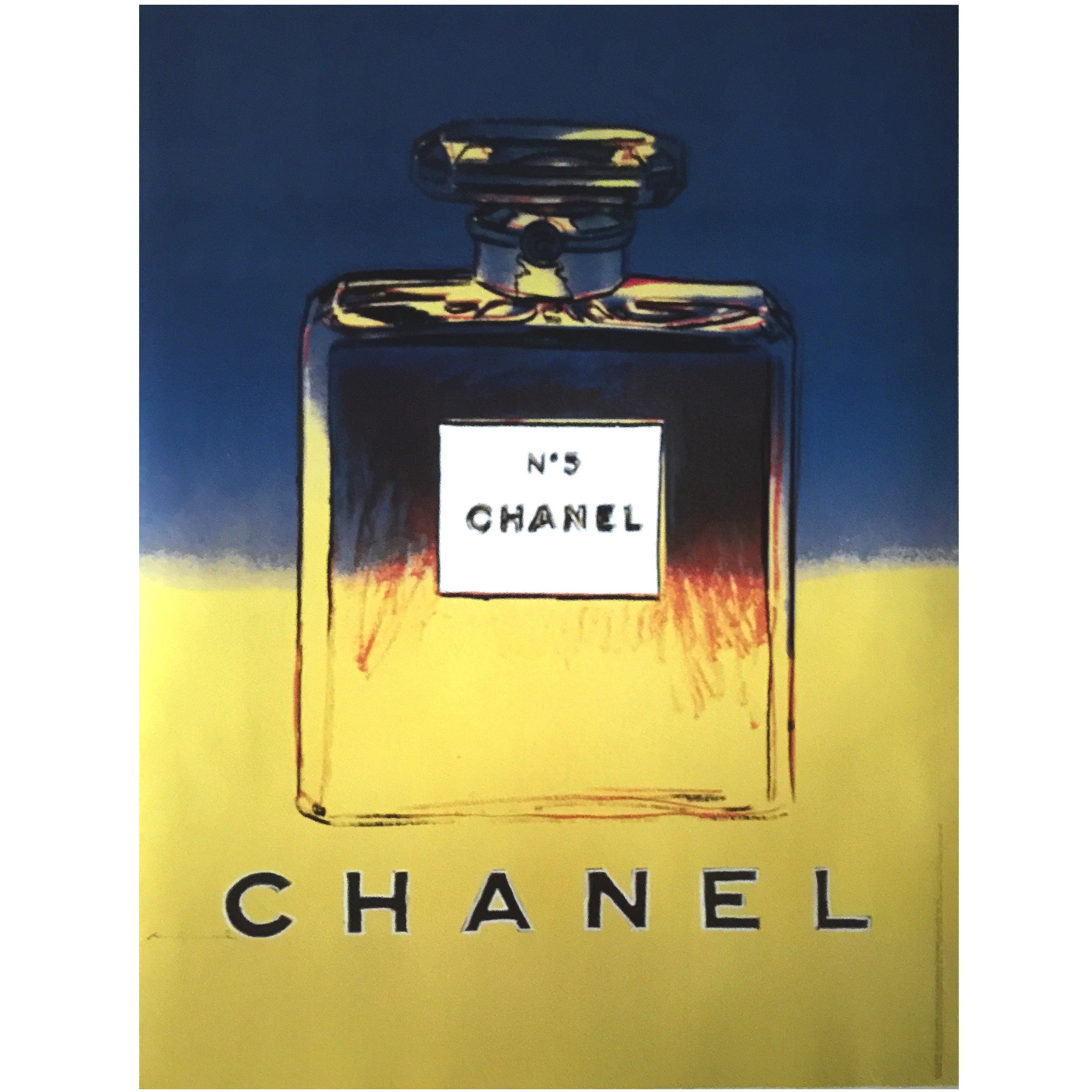 Chanel No. 5 'After Warhol', Large-Size French Poster in Blue and Yellow