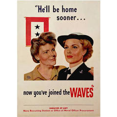 "He'll Be Home Sooner, " Waves American Government Poster, 1944 by John Falter