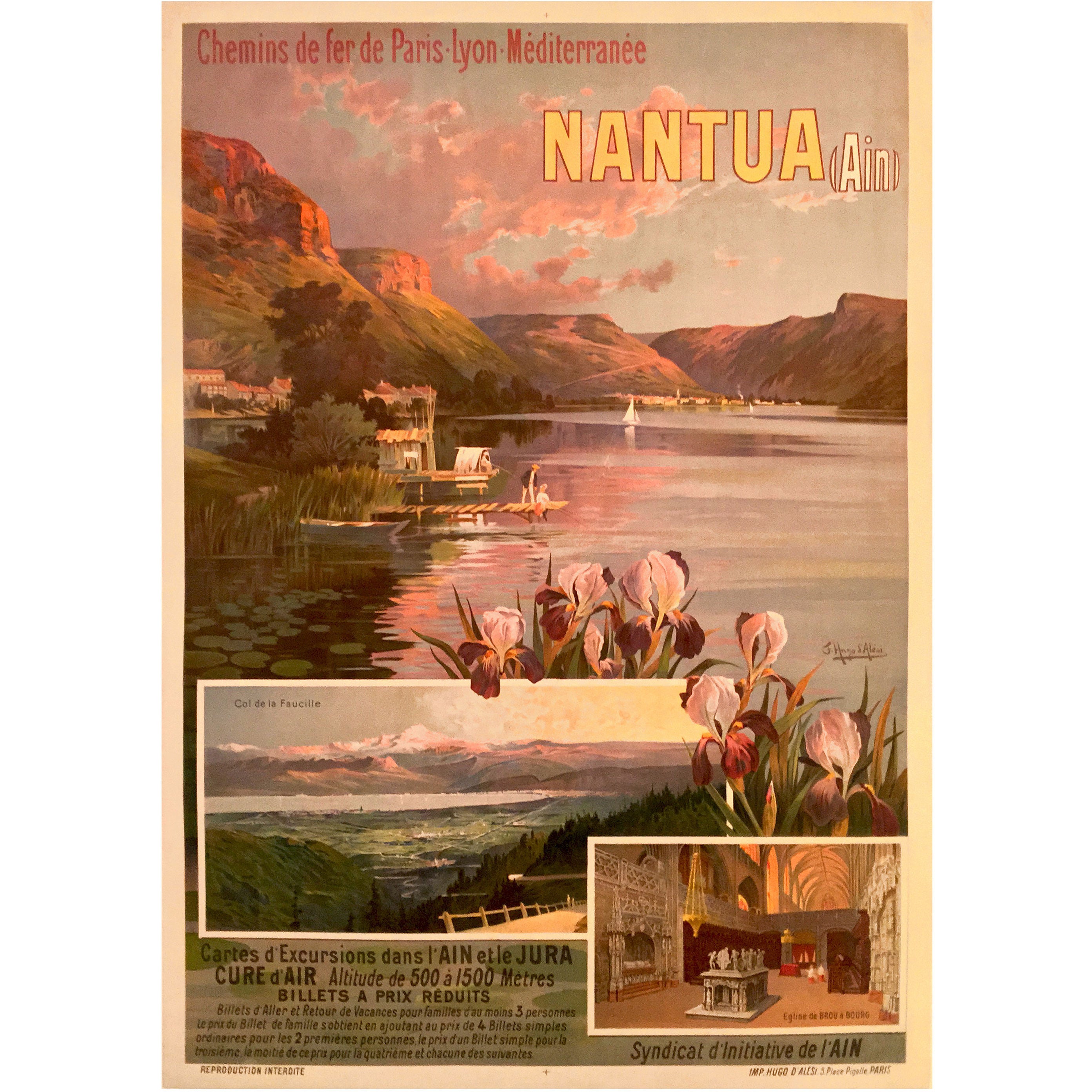 Belle Époque Period French Travel Poster for Nantua by Hugo D’alesi For Sale