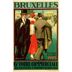 Art Deco Period Travel Poster for 6th International Exposition Brussels, 1925