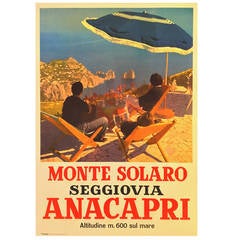 Retro Mid-Century Modern Period Italian Travel Poster for Anacapri on Capri, 1959
