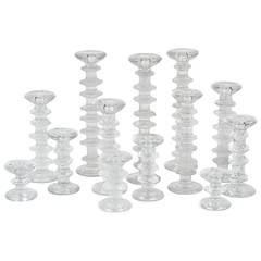 Set of 13 Glass Candlesticks by Iittala