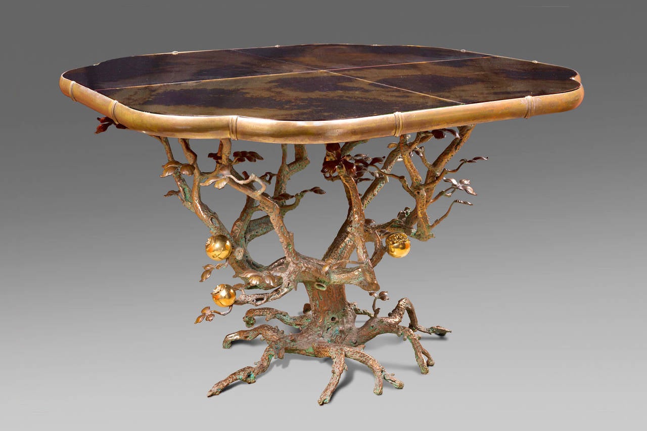 Mark Brazier-Jones, 2013
Pomegranate center table, bronze and patinated mirror, measures: height 95 cm, top 140 X 130 cm, signed and dated on one of the pomegranate, unique piece. Exhibitions list:
Creative Salvage Group Show I The Cuts Gallery,