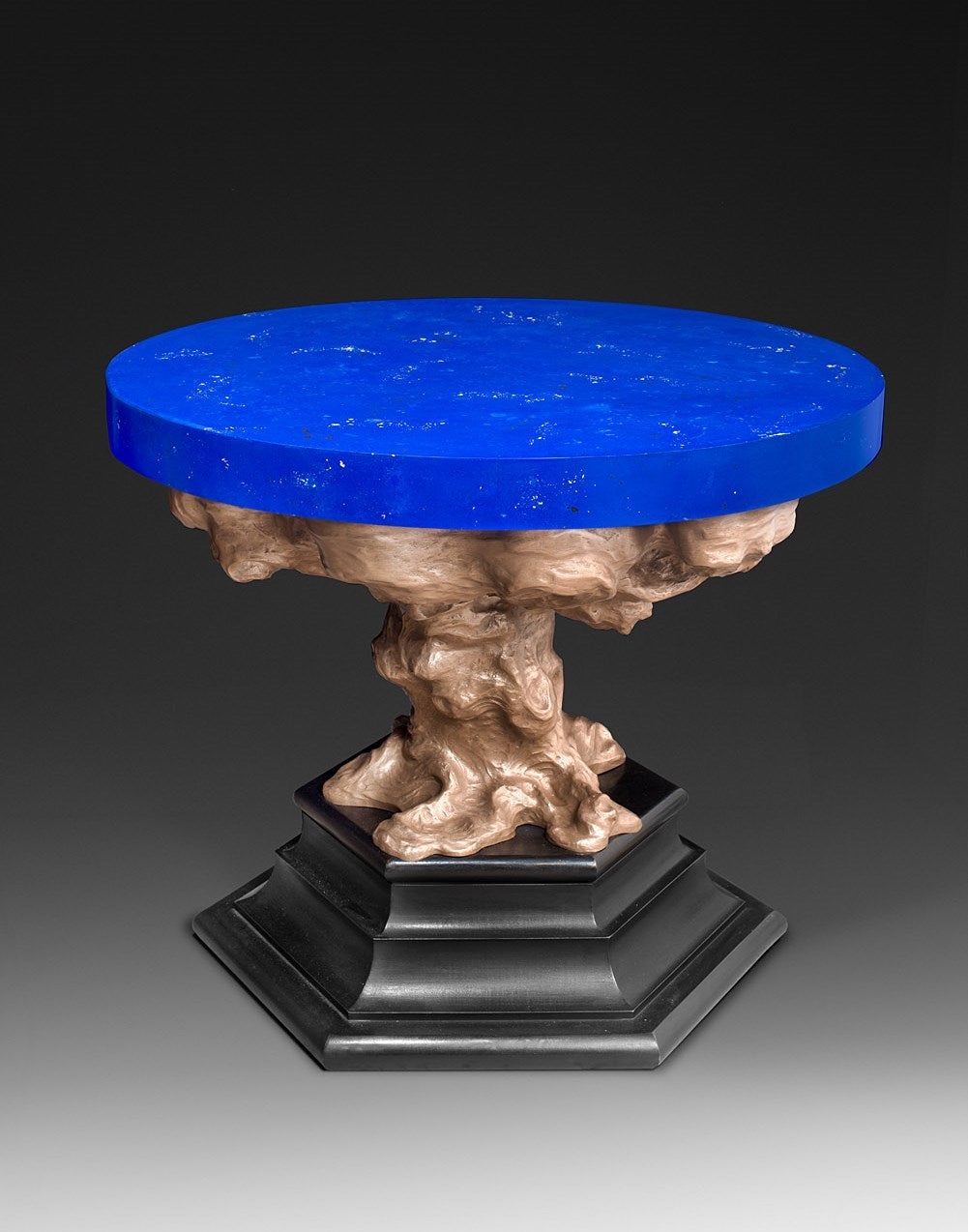 Oriel Harwood 2013, Cloud Table, Mixed Media, Resin, Scagliola, Wood
Top is 95 cm diameter, 80 cm height 
Signed
Unique piece