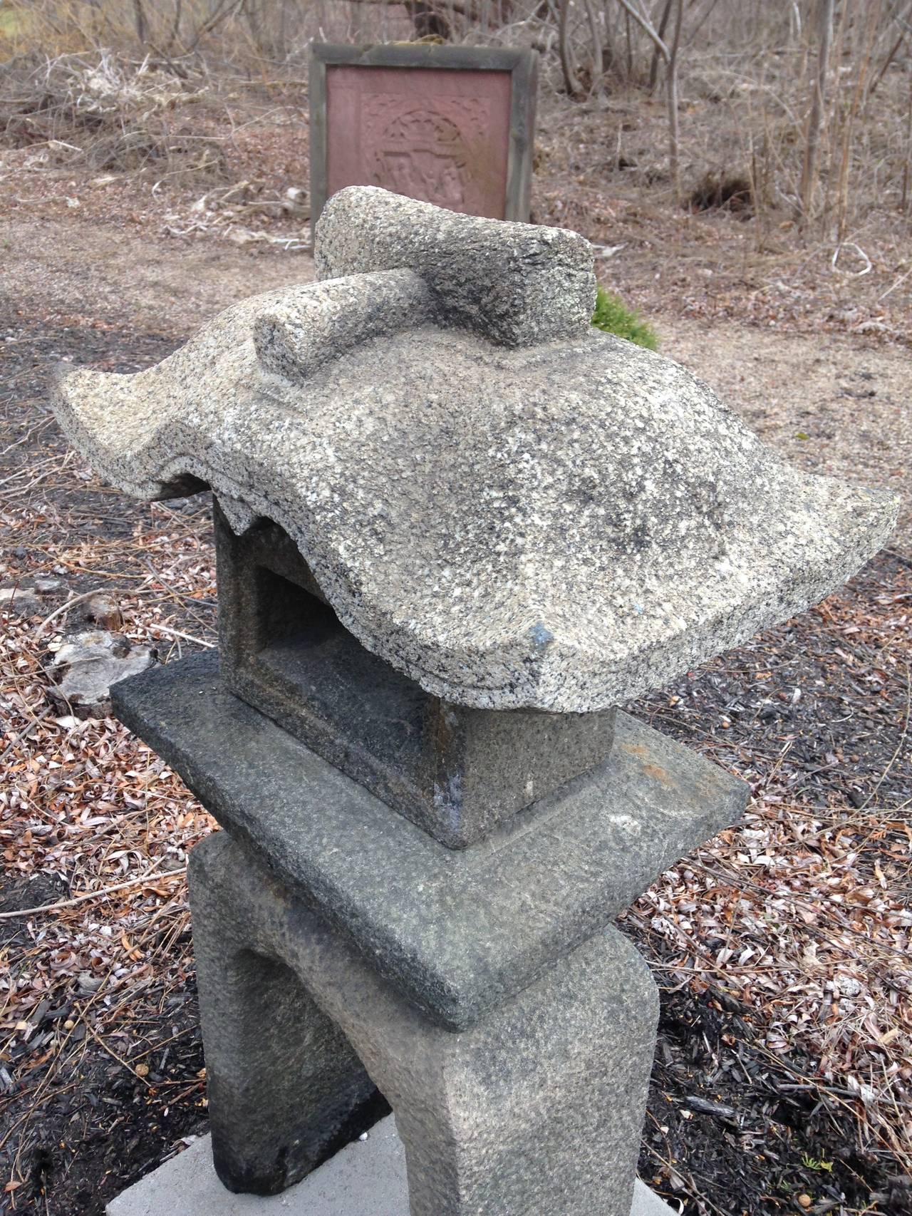Japan an unusual and fine stone lantern in the form of a shrine or minka farmhouse, 36