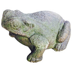 Japon Sculpture monumentale en pierre d'un crapaud ou d'une grenouille Kaeru 19e siècle