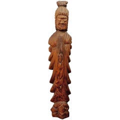 Japanese Unusual Artisan Enku Style Wood Carving of the Buddha, Showa Period
