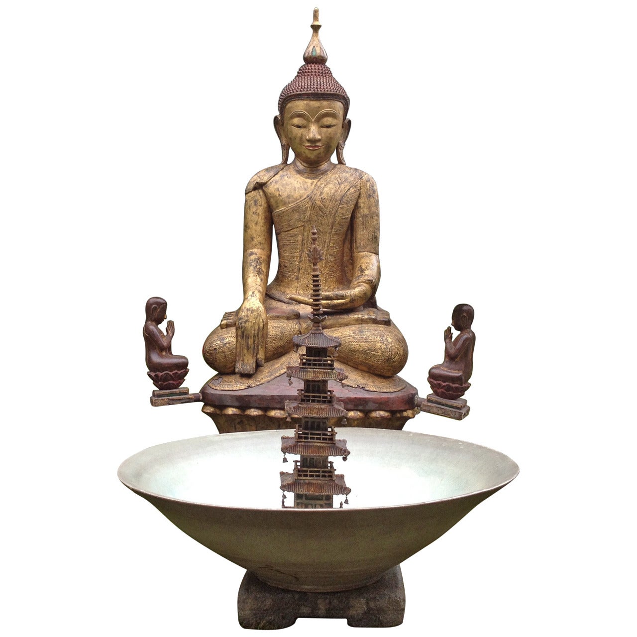 Grand Antique Buddha 19th Century monumental gold gilt 67" high best in class  