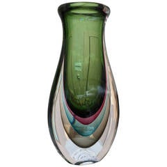 Italy, a Superb Murano Handcrafted Glass Vase Giuliano Tosi, circa 1980