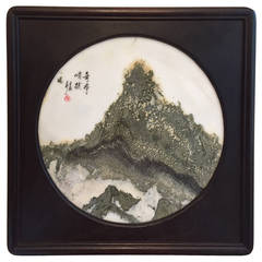 China Dali Marble Dreamstone Painting of a Green Mountain Peak