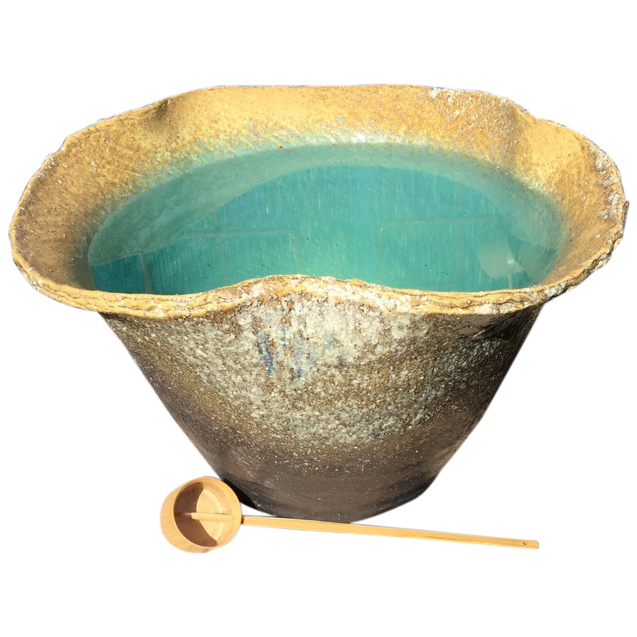 Japanese Beautiful Blue Glazed hand thrown Long Life  planter water vessel
