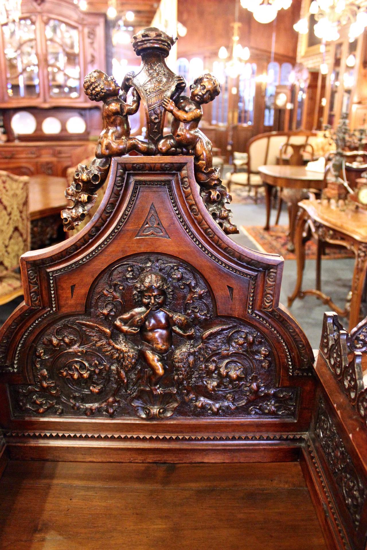 Other Late 19th Century Heavily Carved French Walnut Desk For Sale