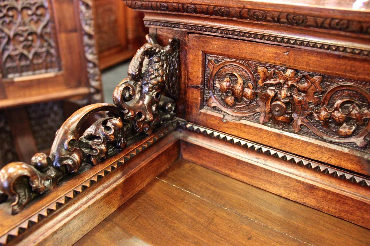 Late 19th Century Heavily Carved French Walnut Desk For Sale 2