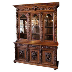 Early 20th Century French "Hunt" Style Triple Bookcase