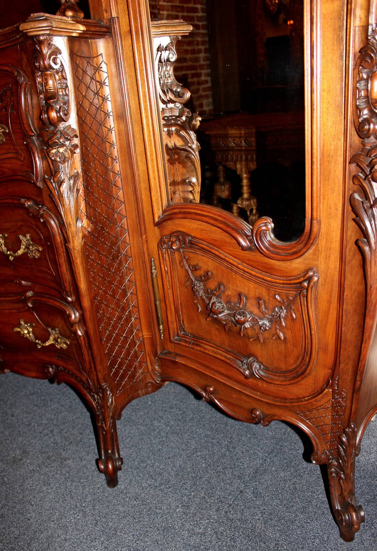 Marble Early 20th Century Massive French Louis XV Style Armoire For Sale