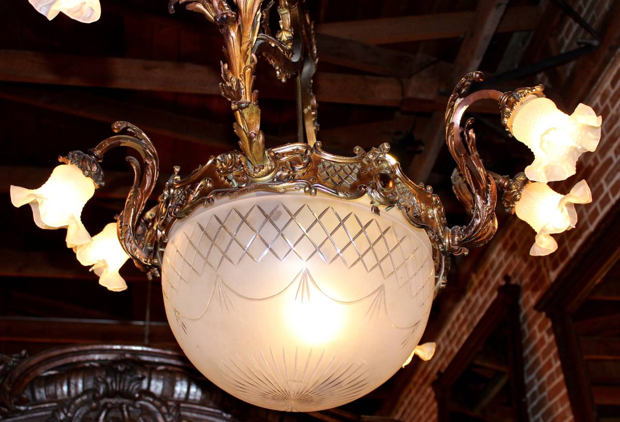 Early 20th Century French Bronze Chandelier