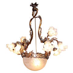 Early 20th Century French Bronze Chandelier