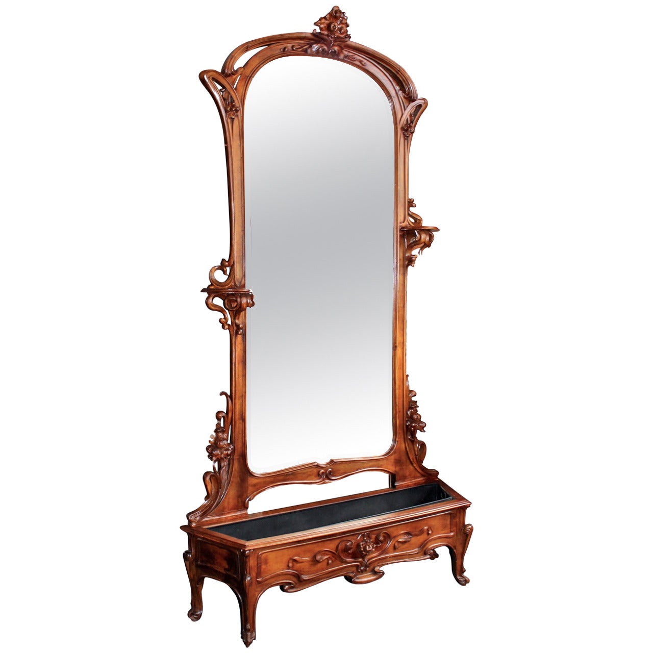 20th Century French Art Nouveau Mirror with Planter For Sale