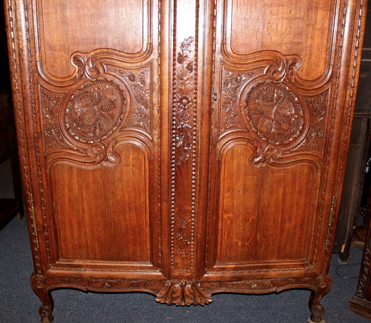 Hand-Carved Late 19th Century French Oak Period Armoire For Sale
