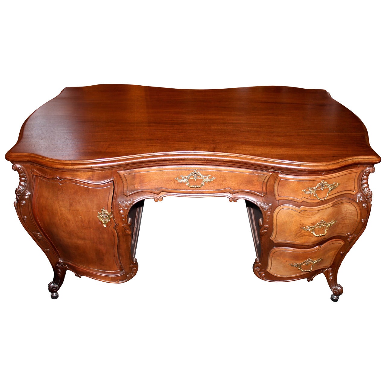 Shapely French Louis XV Style Partners Desk