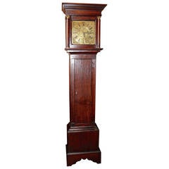 Antique Late 19th Century English Grandfather Clock with Brass Engraved Face