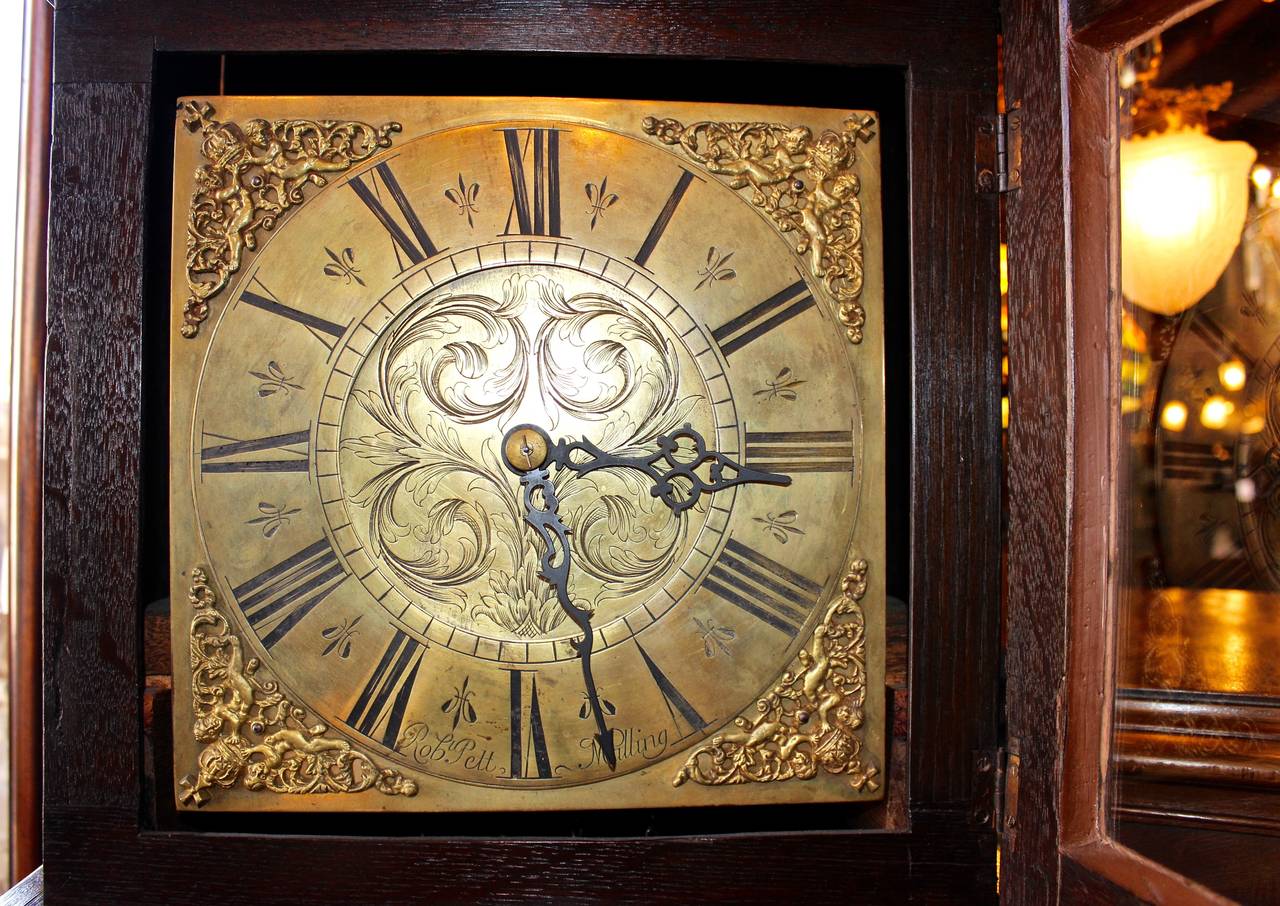Other Late 19th Century English Grandfather Clock with Brass Engraved Face