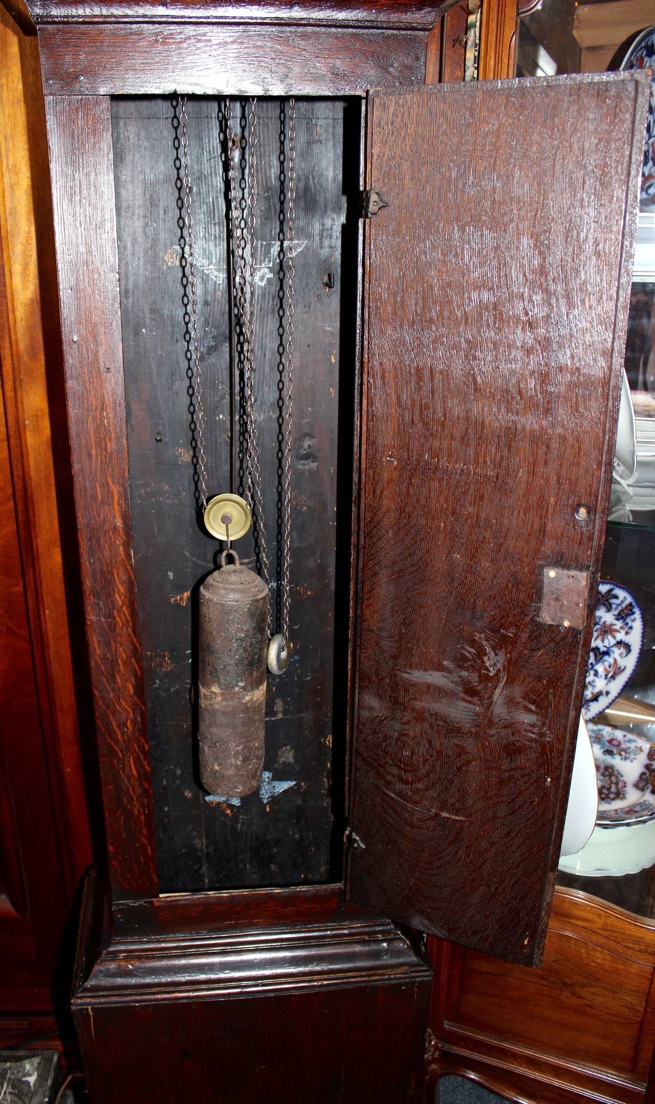 Late 19th Century English Grandfather Clock with Brass Engraved Face 2