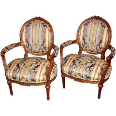 Pair of French Louis XVI Style Armchairs