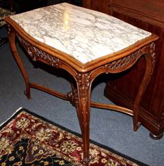 French Louis XV Style Marble-Top Library Table