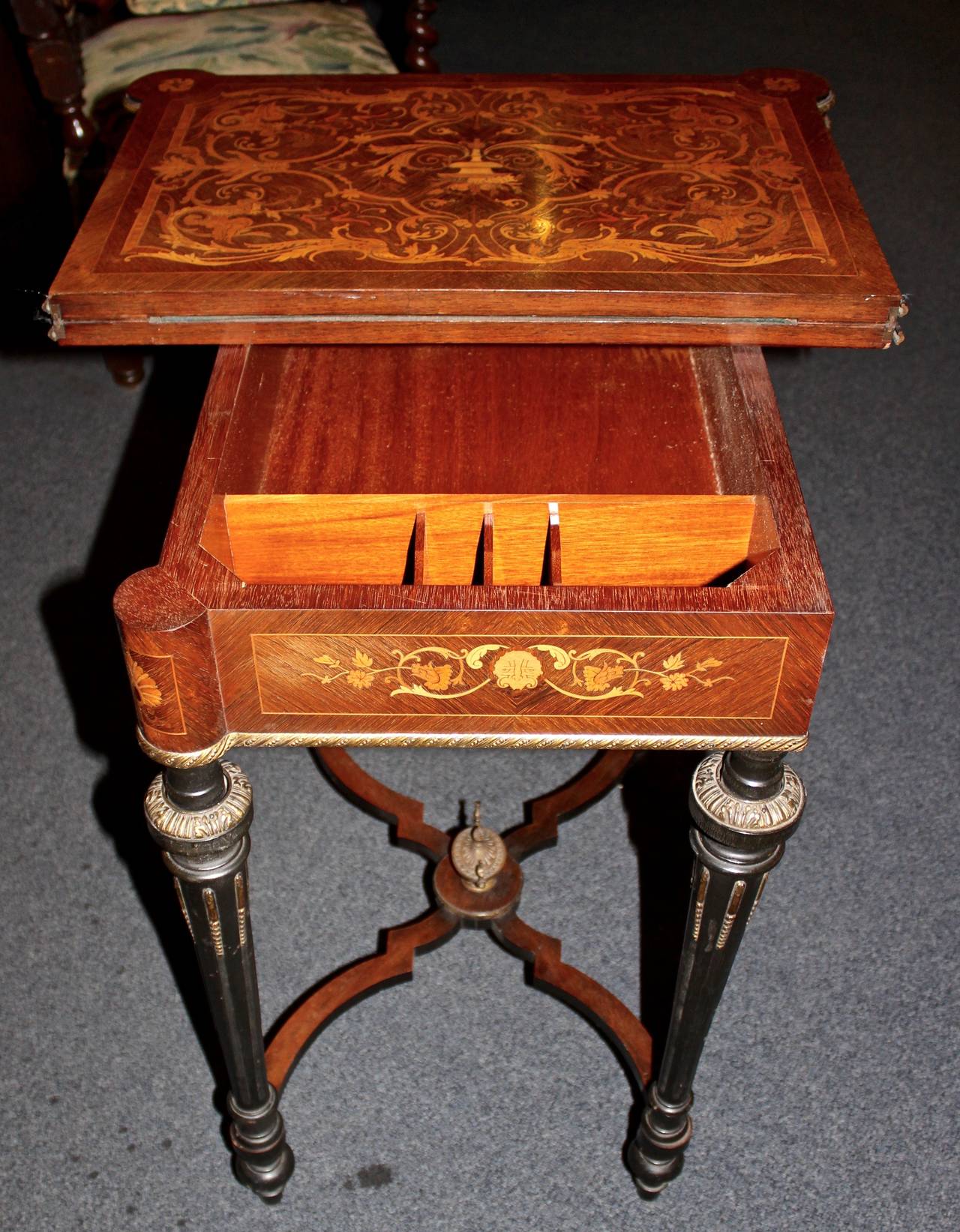 Early 20th Century French Inlaid Walnut Game Table 1